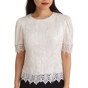 Vintage Nah Nah Collection Floral with Lace trim top with shoulder pads, Size 14